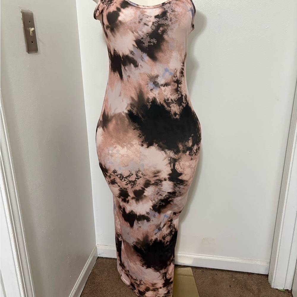 Elegant Tie-Dye Maxi Dress Large NWOT